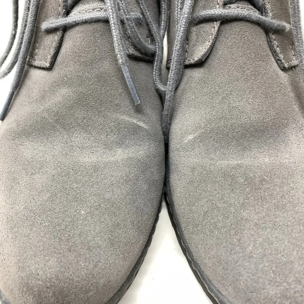Collections By Clarks Wedge Ankle Booties Womens Size 9 Gray Suede Lace Up
